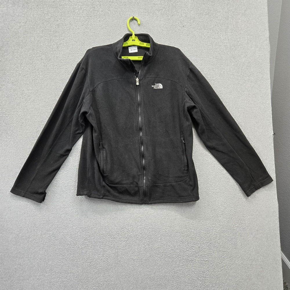 The North Face Men Jacket L Black Embroidered Fleece Glacier Zipper Logo